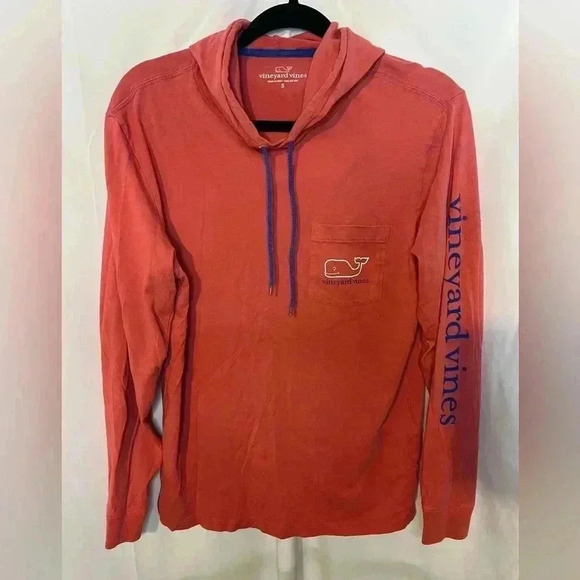Men’s Vineyard Vines Long-Sleeve Two Toned Vintage Whale Hoodie Pocket T-Shirt - Picture 2 of 5